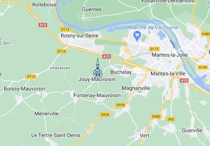 Carte routière Jouy Mauvoisin